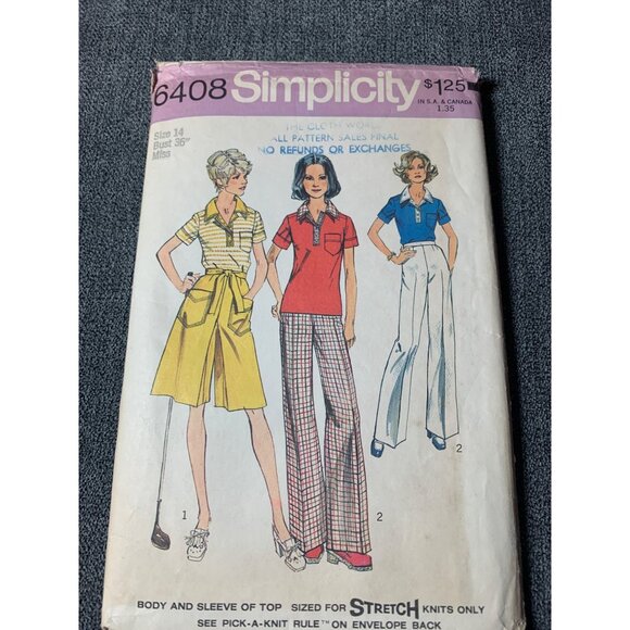 Simplicity Misses Shirt skirt Pants Sewing Pattern sz 14 6408 - uncut - Picture 10 of 10